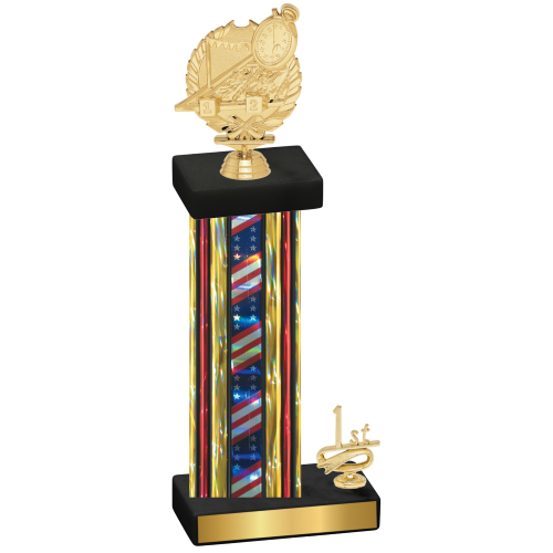 Accented Single Flag USA First Place Swimming Trophy