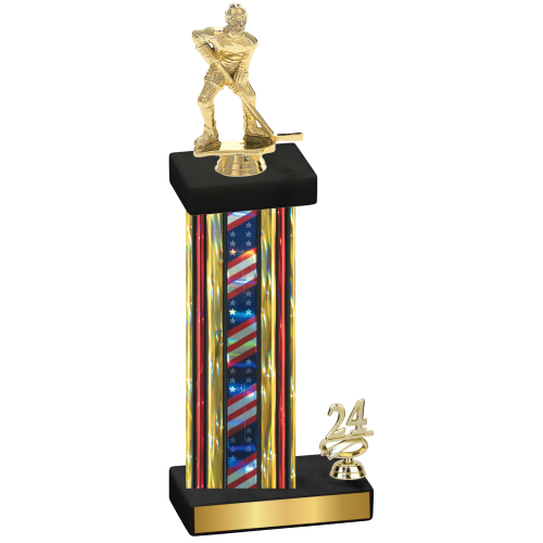 Accented Single Flag USA Year Hockey Trophy