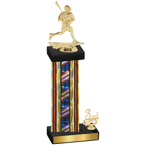 Accented Single Flag USA Third Place Lacrosse Trophy