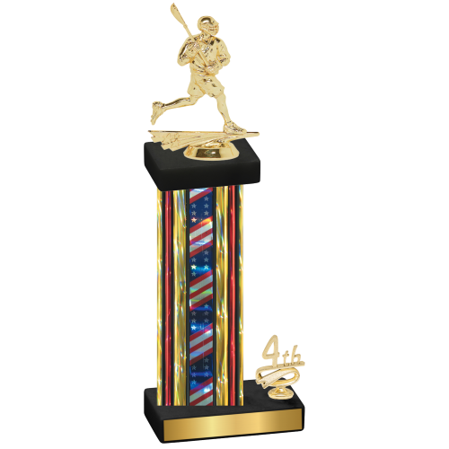 Accented Single Flag USA Fourth Place Lacrosse Trophy