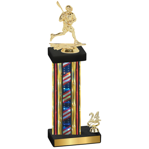 Accented Single Flag USA Year Lacrosse Trophy