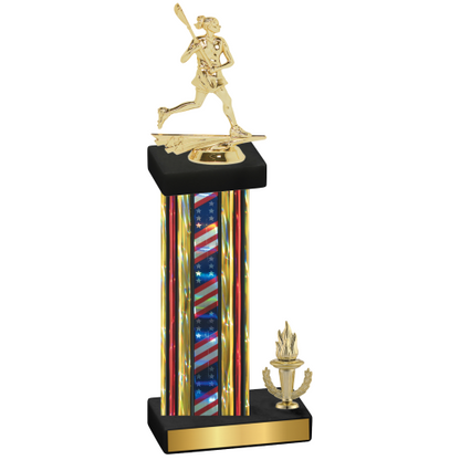 Accented Single Flag USA Victory Lacrosse Trophy