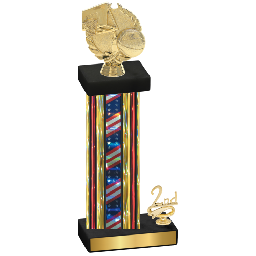 Accented Single Flag USA Second Place Basketball Trophy