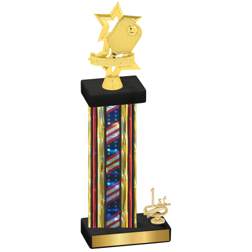 Accented Single Flag USA First Place Pickleball Trophy