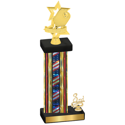 Accented Single Flag USA Third Place Pickleball Trophy