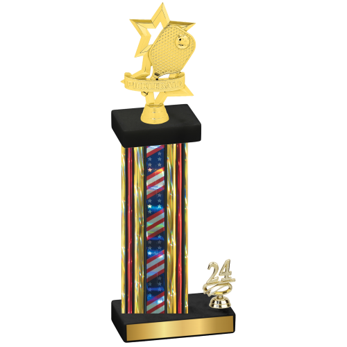 Accented Single Flag USA Year Pickleball Trophy