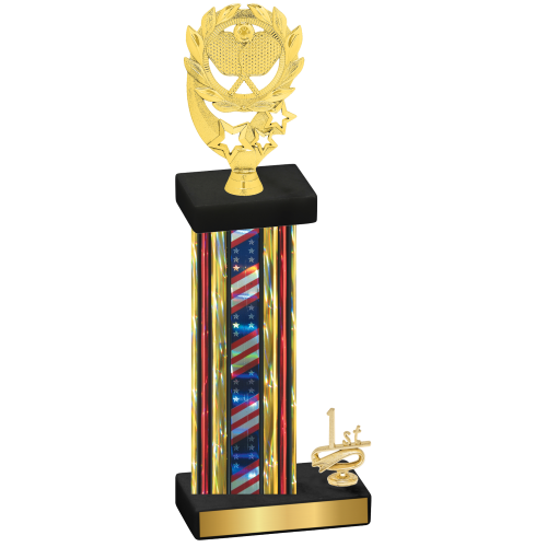 Accented Single Flag USA First Place Pickleball Trophy