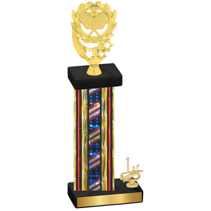 Accented Single Flag USA First Place Pickleball Trophy