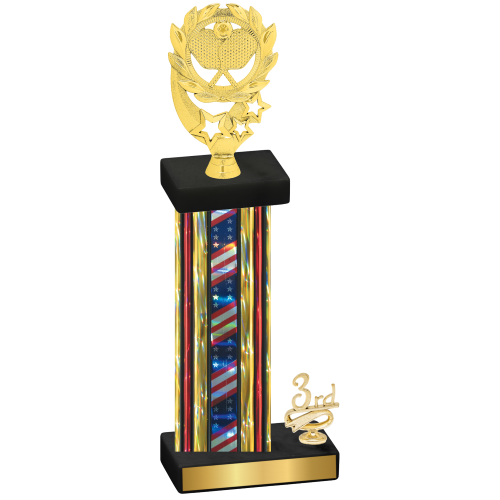 Accented Single Flag USA Third Place Pickleball Trophy