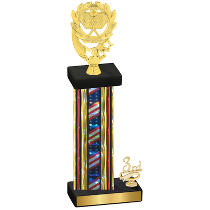 Accented Single Flag USA Third Place Pickleball Trophy