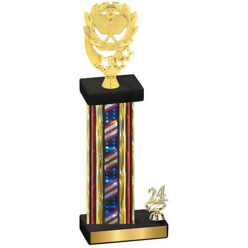 Accented Single Flag USA Year Pickleball Trophy