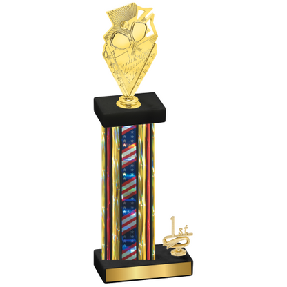 Accented Single Flag USA First Place Pickleball Trophy