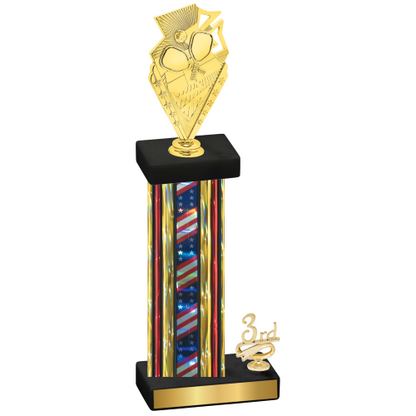 Accented Single Flag USA Third Place Pickleball Trophy