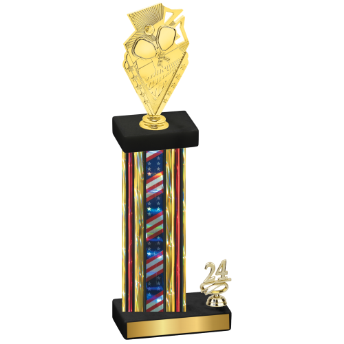 Accented Single Flag USA Year Pickleball Trophy