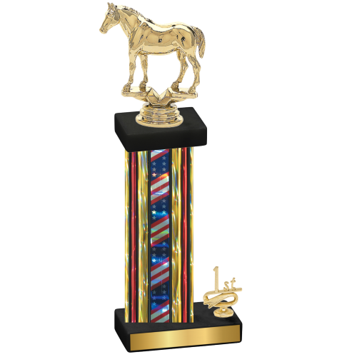 Accented Single Flag USA First Place Horses Trophy