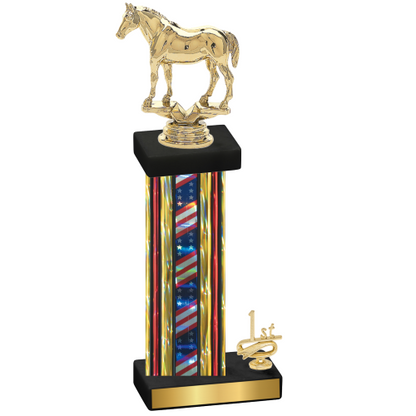 Accented Single Flag USA First Place Horses Trophy