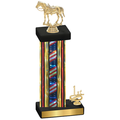 Accented Single Flag USA First Place Horses Trophy