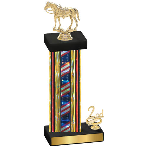 Accented Single Flag USA Second Place Horses Trophy