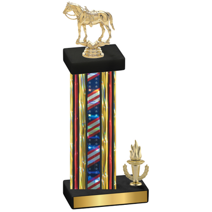 Accented Single Flag USA Victory Horses Trophy