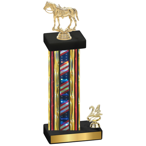 Accented Single Flag USA Year Horses Trophy