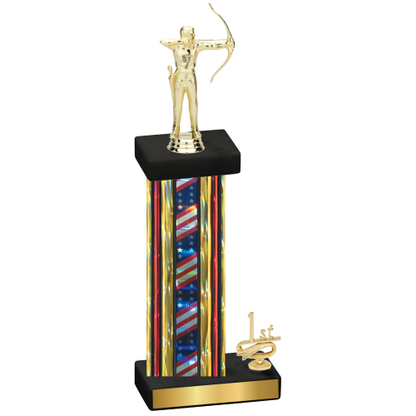 Accented Single Flag USA First Place Archery Trophy