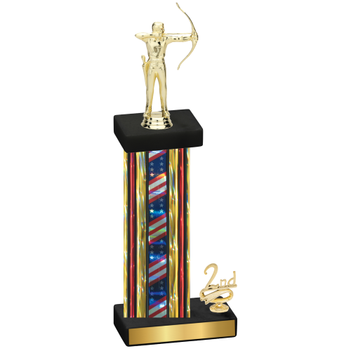 Accented Single Flag USA Second Place Archery Trophy