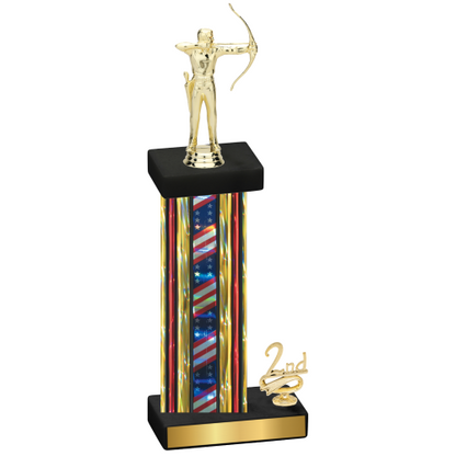 Accented Single Flag USA Second Place Archery Trophy