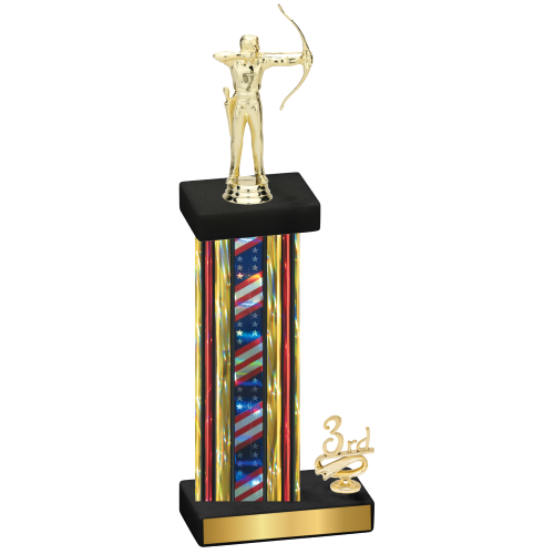 Accented Single Flag USA Third Place Archery Trophy