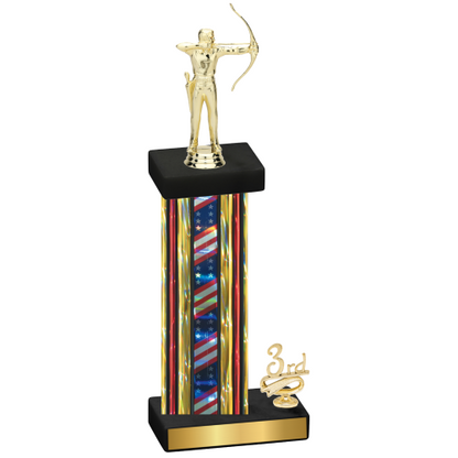 Accented Single Flag USA Third Place Archery Trophy