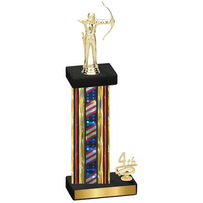 Accented Single Flag USA Fourth Place Archery Trophy