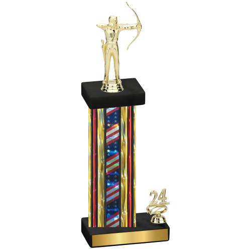 Accented Single Flag USA Year Archery Trophy