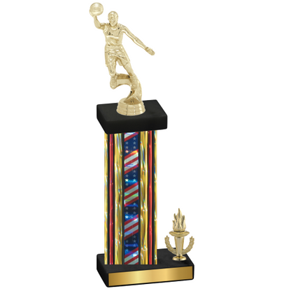 Accented Single Flag USA Victory Basketball Trophy