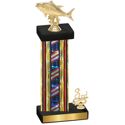 Accented Single Flag USA Third Place Fishing Trophy