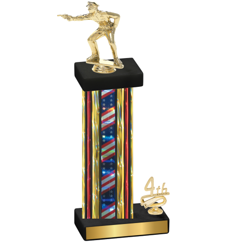 Accented Single Flag USA Fourth Place Shooter Trophy