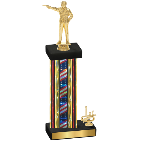 Accented Single Flag USA First Place Shooter Trophy