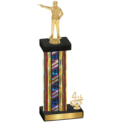 Accented Single Flag USA Fourth Place Shooter Trophy