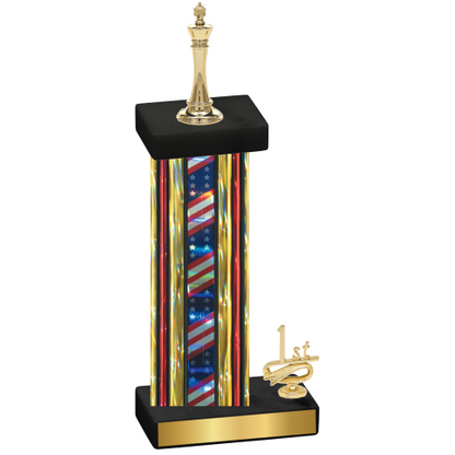 Accented Single Flag USA First Place Chess Trophy