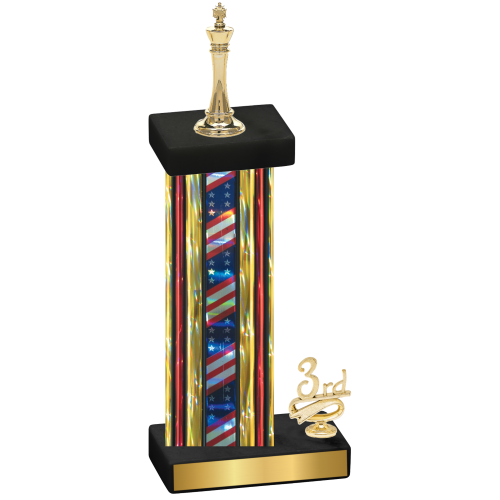 Accented Single Flag USA Third Place Chess Trophy