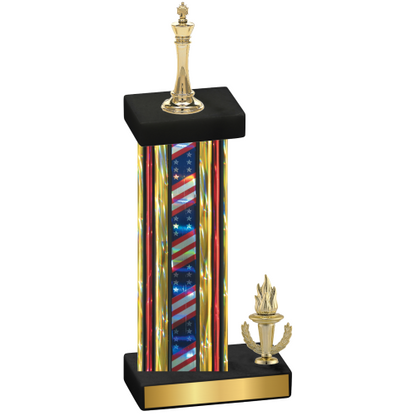 Accented Single Flag USA Victory Chess Trophy