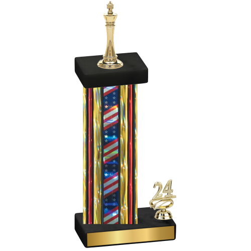 Accented Single Flag USA Year Chess Trophy