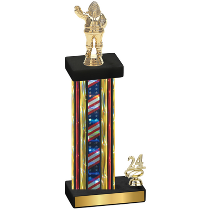 Accented Single Flag USA Year Holiday Trophy