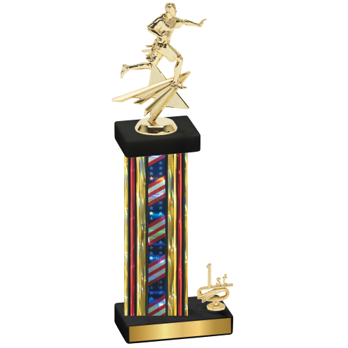 Accented Single Flag USA First Place Flag Football Trophy