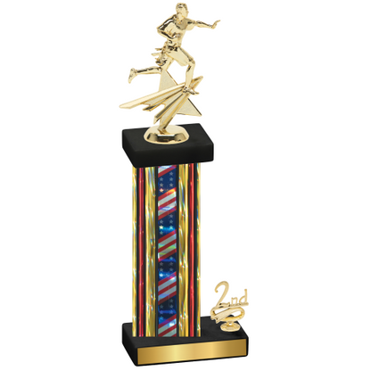 Accented Single Flag USA Second Place Flag Football Trophy