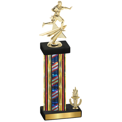 Accented Single Flag USA Victory Flag Football Trophy