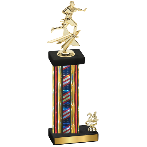 Accented Single Flag USA Year Flag Football Trophy