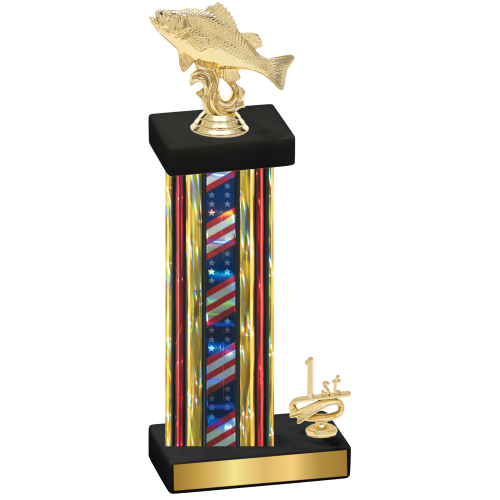 Accented Single Flag USA First Place Fishing Trophy