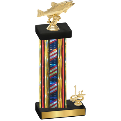 Accented Single Flag USA First Place Fishing Trophy