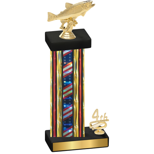 Accented Single Flag USA Fourth Place Fishing Trophy