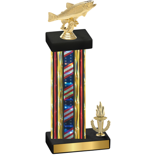 Accented Single Flag USA Victory Fishing Trophy