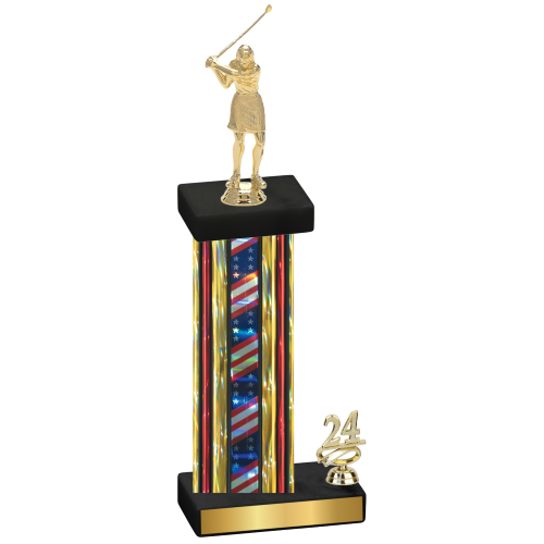 Accented Single Flag USA Year Golf Trophy